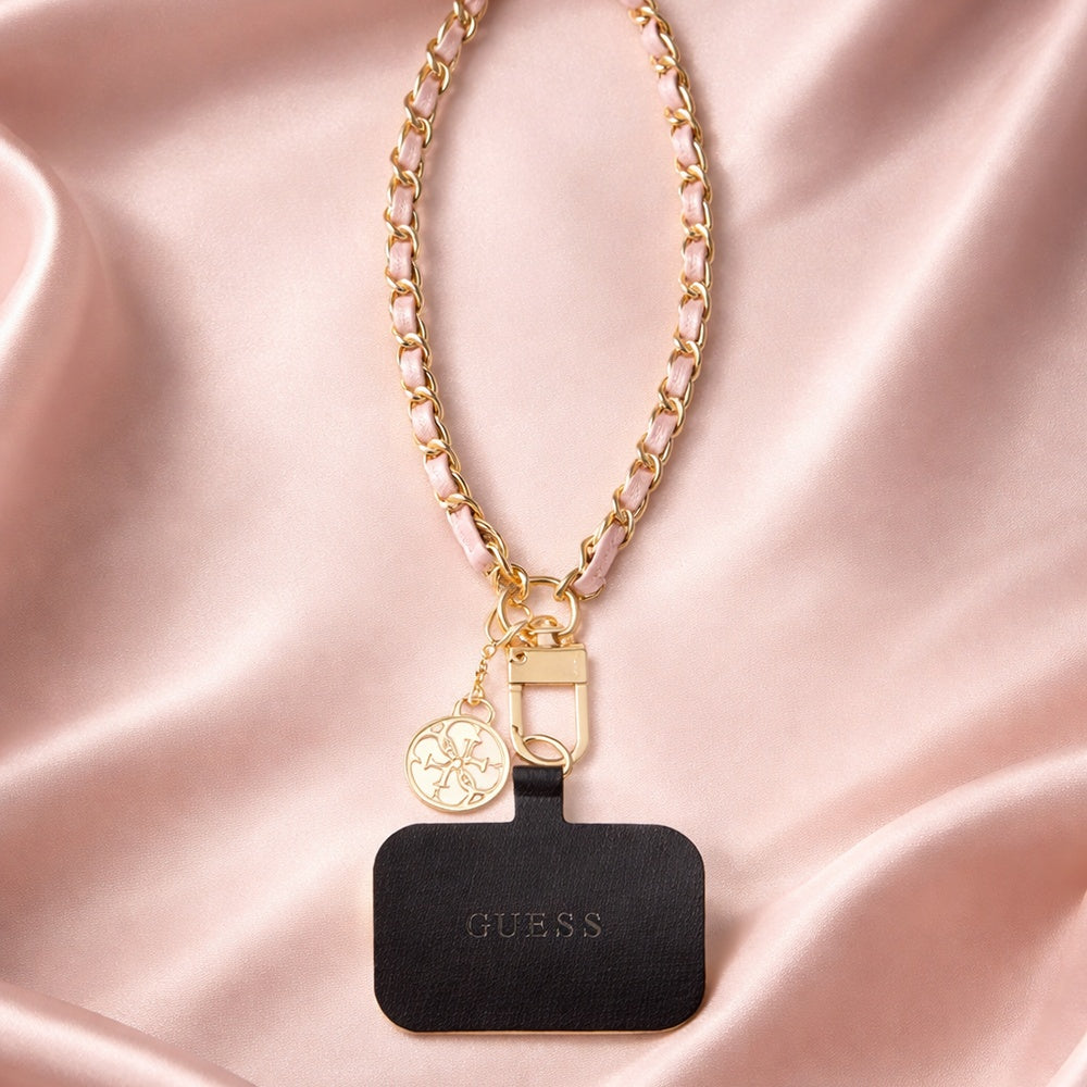 Guess Saffiano 4G Charm Phone Lanyard, Black