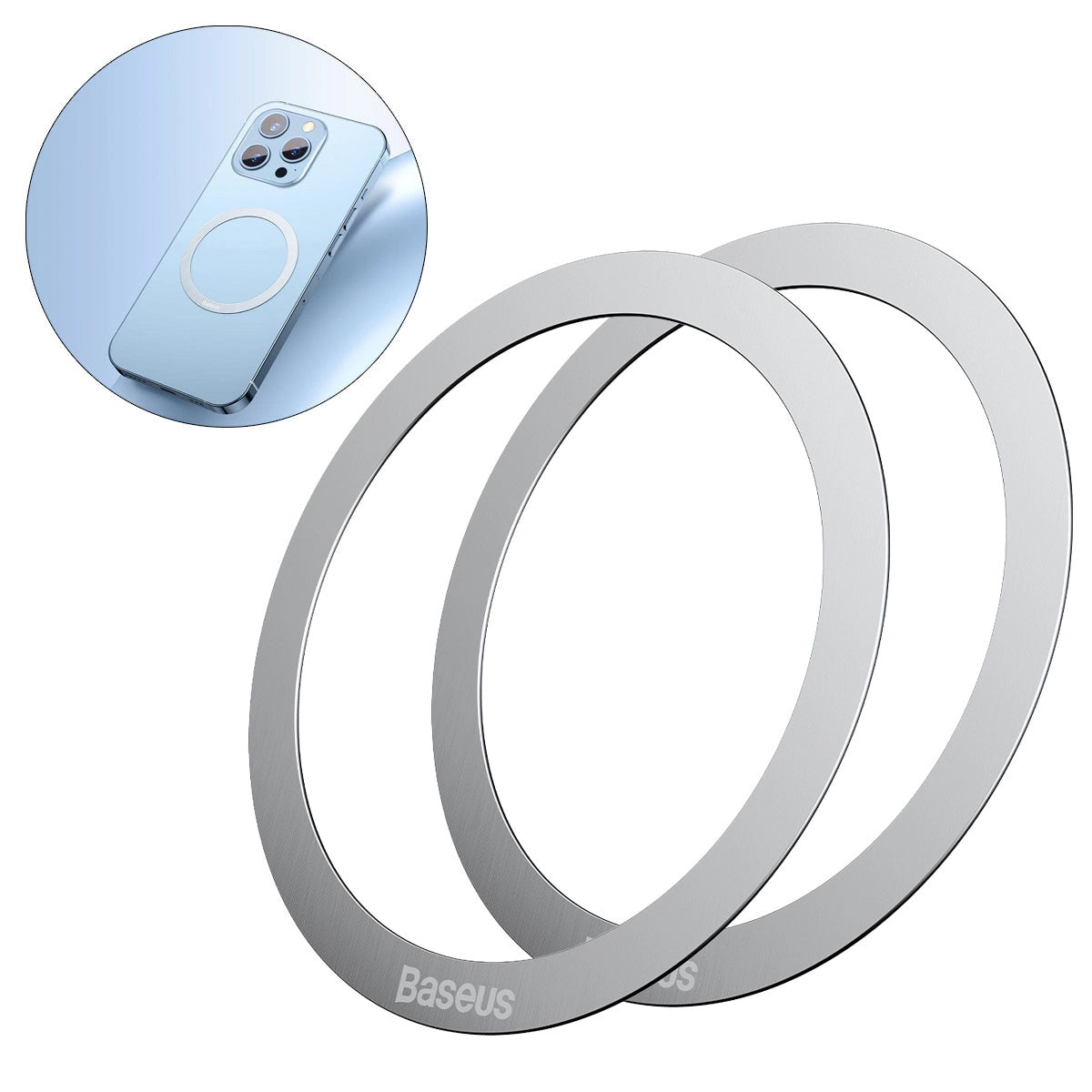 Baseus Halo Metallic Sticker, Set of 2 pieces, Silver PCCH000012