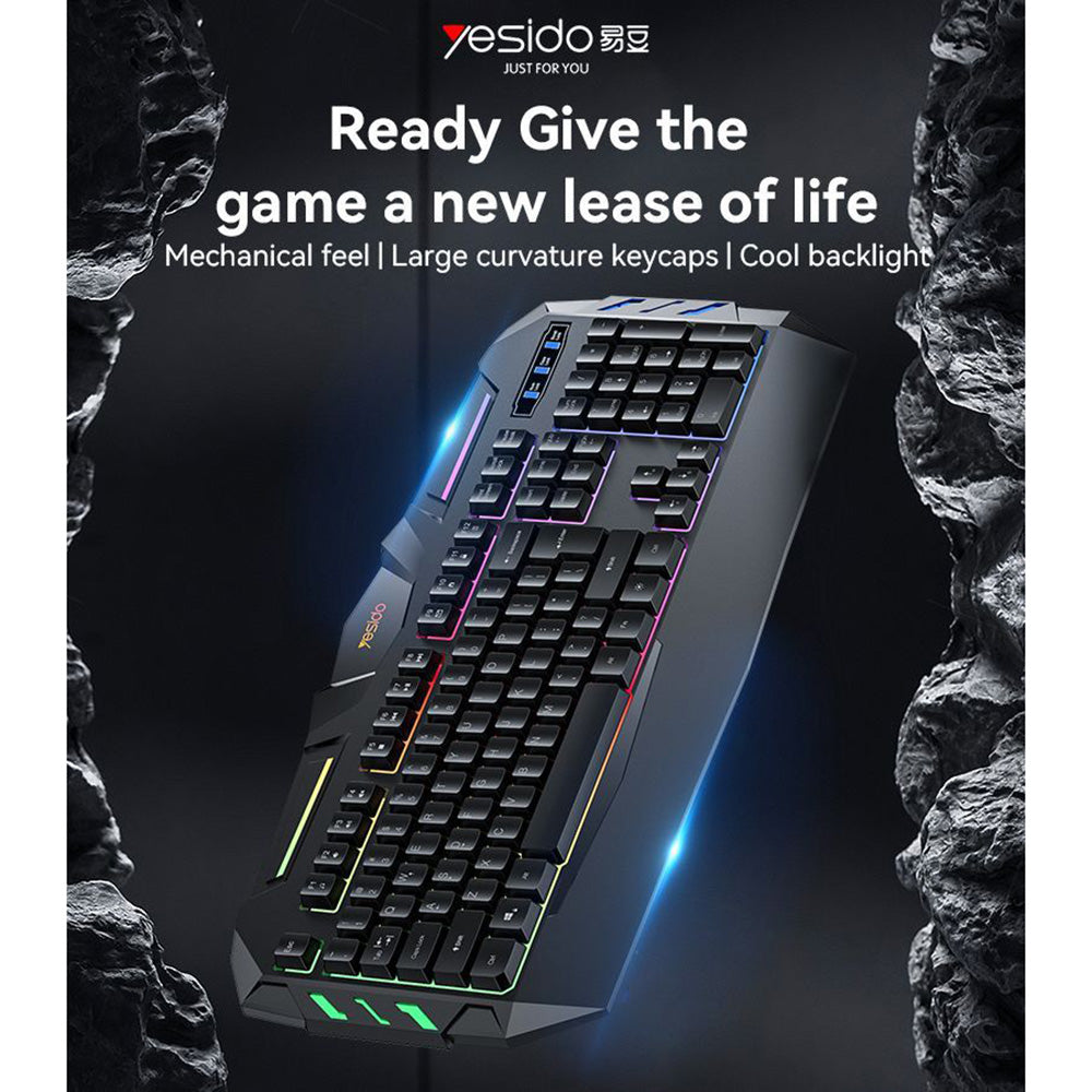 Yesido KB21 Wireless Keyboard, RGB, 1.5m, Black