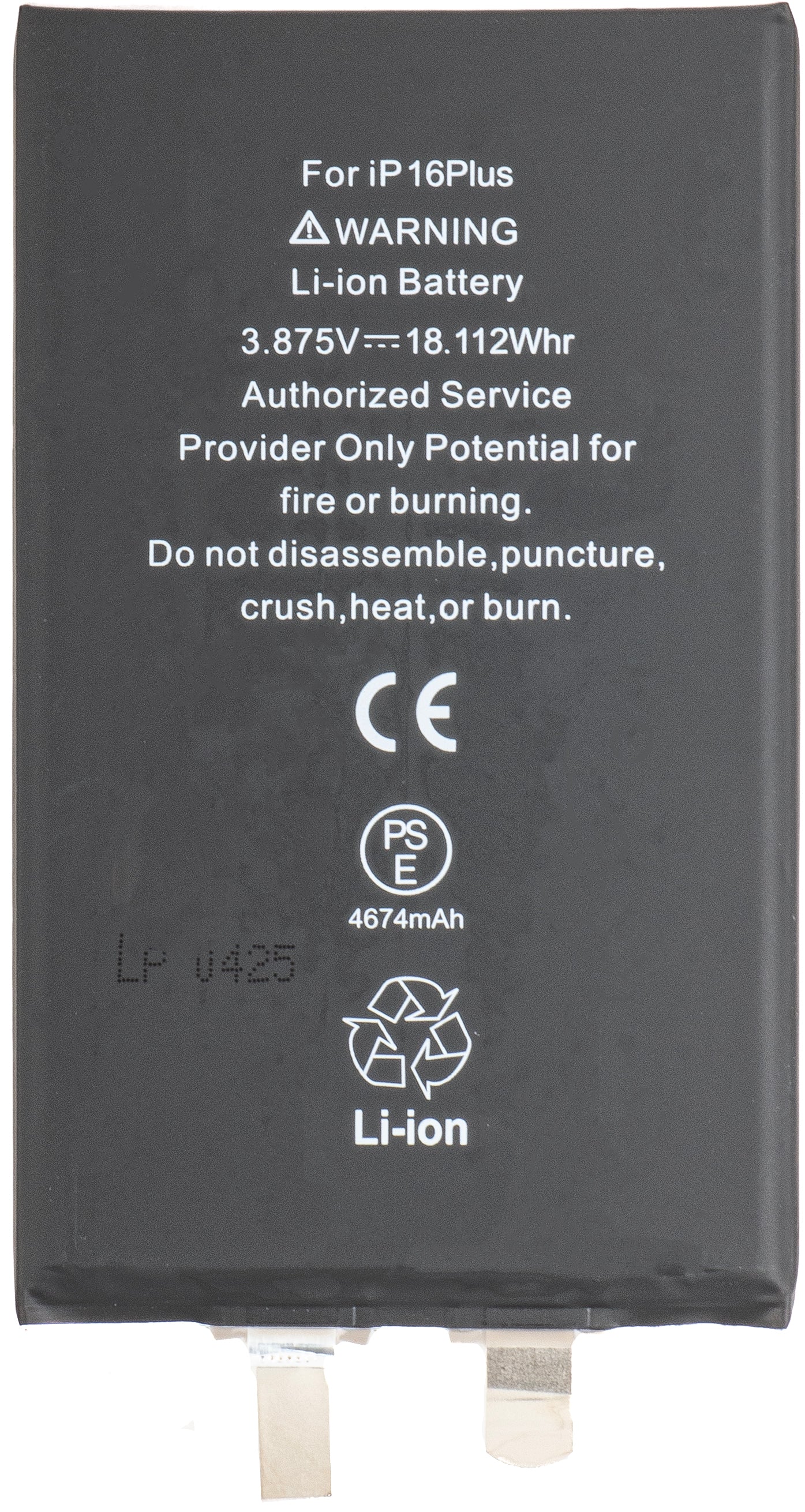 Battery for Apple iPhone 16 Plus, without Flex BMS Strip