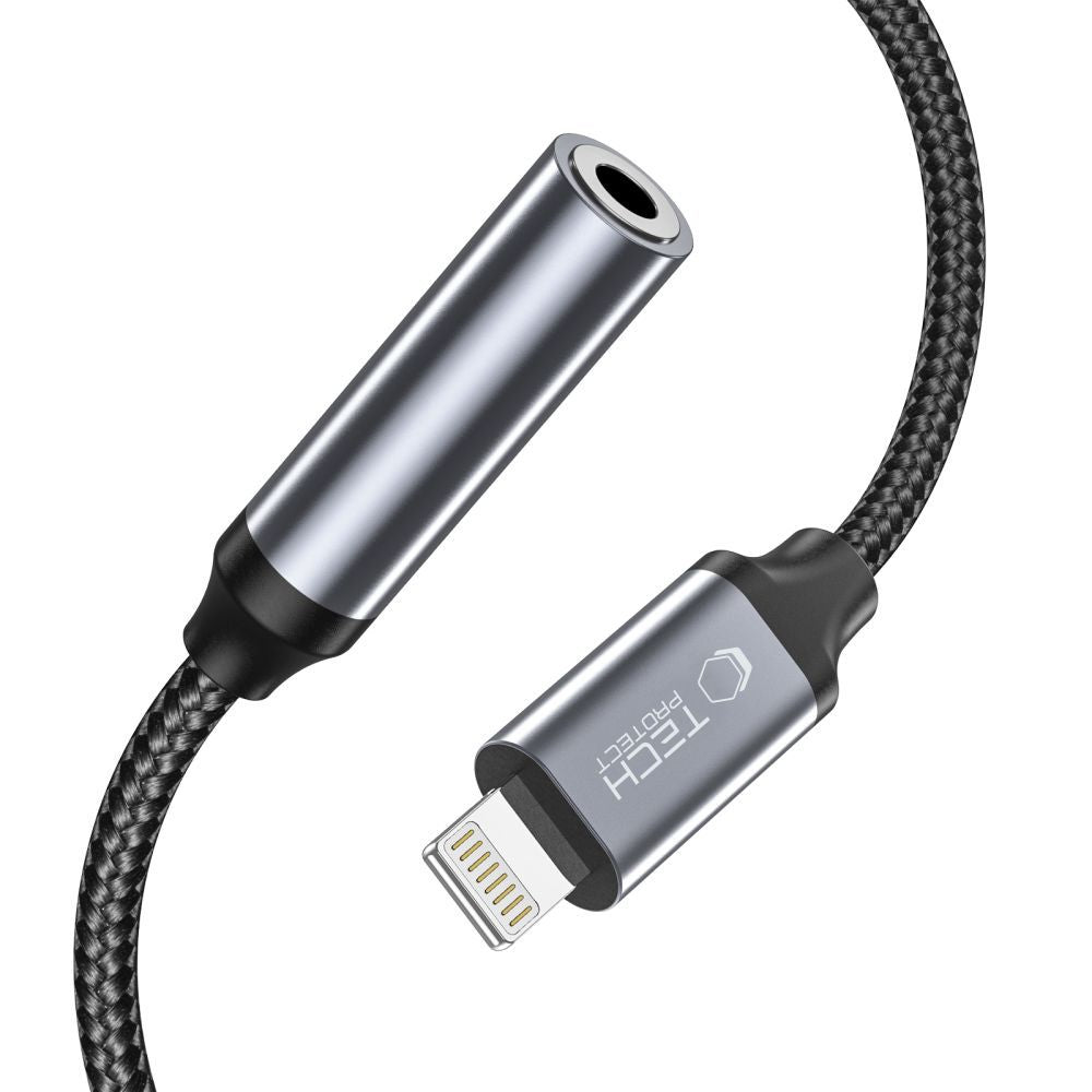 Lightning to 3.5mm Tech-Protect Ultraboost Audio Adapter, Black