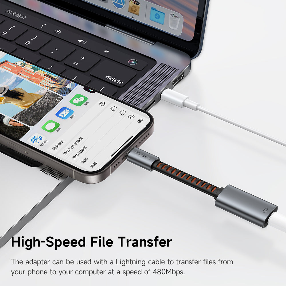 USB-C to Lightning McDodo CA-4870 Audio Adapter, Gray