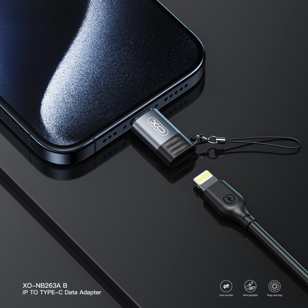 Lightning Data and Charging Adapter - USB-C XO Design NB263A, Black