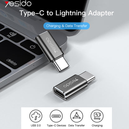 Lightning Data and Charging Adapter - USB-C Yesido GS22, Gray