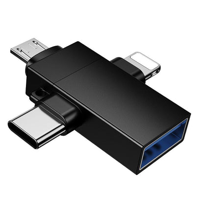OTG Adapter Lightning / microUSB / USB-C - USB-A Borofone BV26D, Black