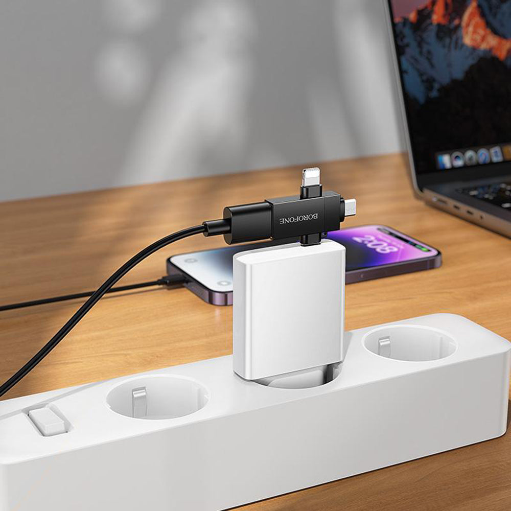 OTG Adapter Lightning / microUSB / USB-C - USB-A Borofone BV26D, Black