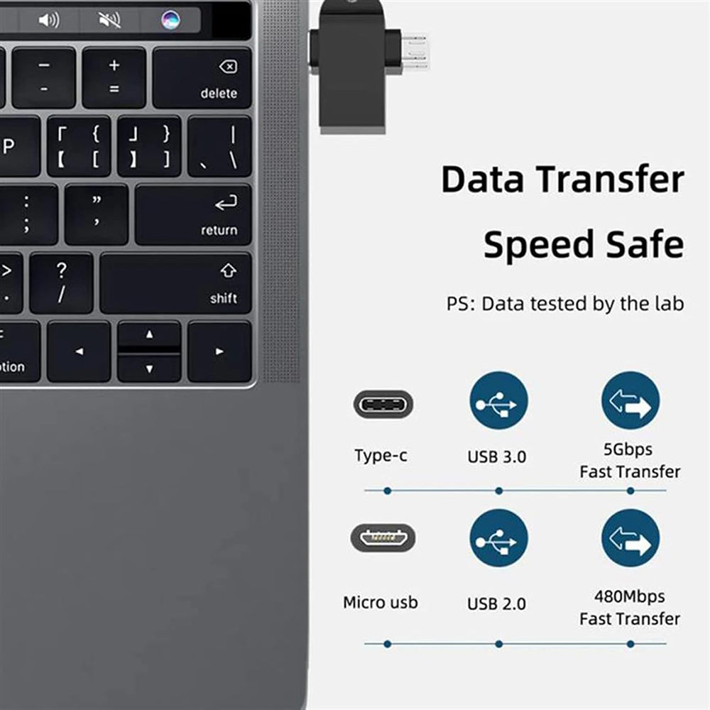 OTG Adapter microUSB / USB-C - USB-A Techsuit A15 AluCoreX, Black