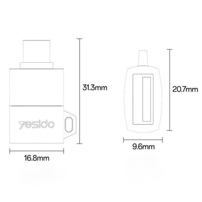 OTG USB-C to USB-A Yesido GS31 Adapter, Gray