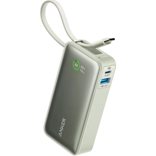 Anker Nano External Battery, 10000mAh, 30W, QC + PD, 1 x USB-A - 2 x USB-C, Green A1259G61