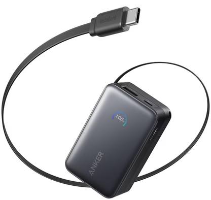 Anker Nano External Battery, 10000mAh, 45W, QC + PD, 1 x USB-A - 1 x USB-C, Black A1638H11