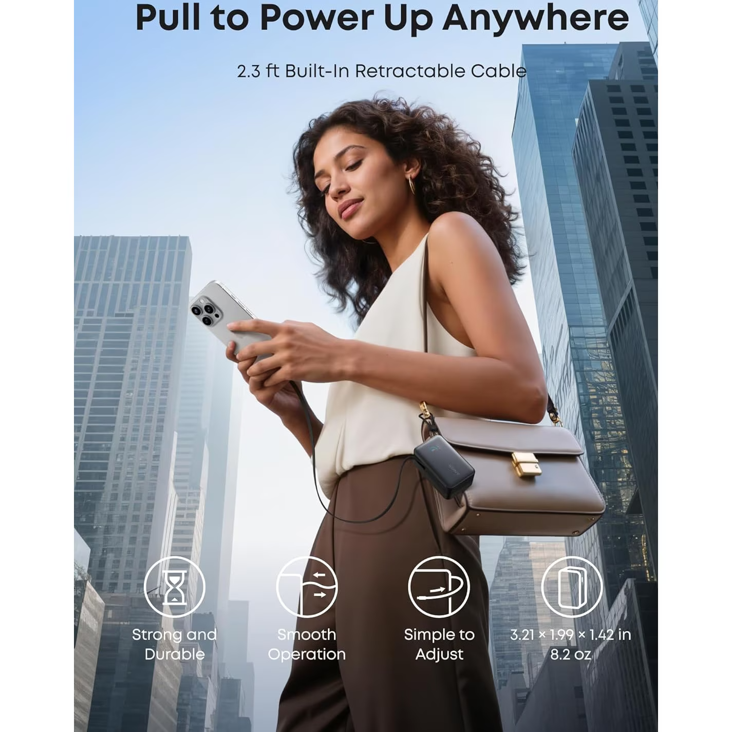 Anker Nano External Battery, 10000mAh, 45W, QC + PD, 1 x USB-A - 1 x USB-C, Black A1638H11