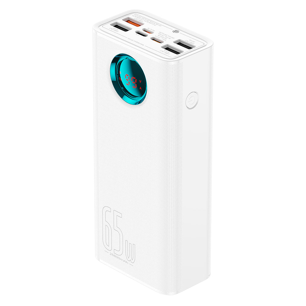 Baseus Amblight External Battery with Digital Display, 26800mAh, 65W, QC + PD, 1 x USB-C - 4 x USB-A, White P10022402223-00