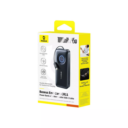 Baseus EnerCore CR11 External Battery, 10000mAh, 45W, PD, 2 x USB-C, Black E0027G01