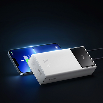 Baseus EnerFill FP41 External Battery, 30000mAh, 22.5W, QC + PD, 1 x USB-C - 2 x USB-A, White E0027K01
