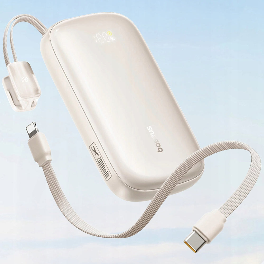 Baseus EnerFill FC21 Qpow 3 Ultra External Battery, 20000mAh, 22.5W, QC + PD, 1 x USB-A - 1 x USB-C, Beige E0027M01