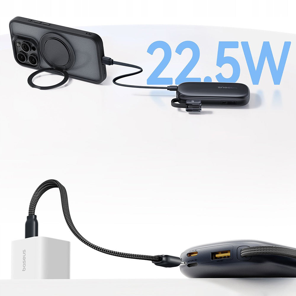 Baseus EnerFill FC21 Qpow 3 Ultra External Battery, 20000mAh, 22.5W, QC + PD, 1 x USB-A - 1 x USB-C, Black E0027M00