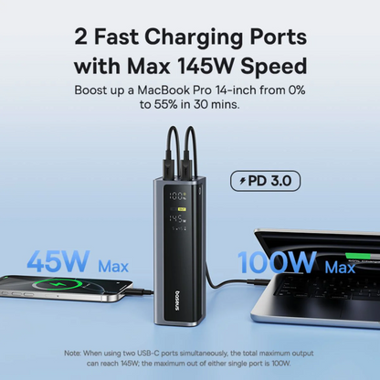Baseus EnerGeek GP12 External Battery, 20800mAh, 145W, QC + PD, 2 x USB-A - 2 x USB-C, Gray P10082109813-00