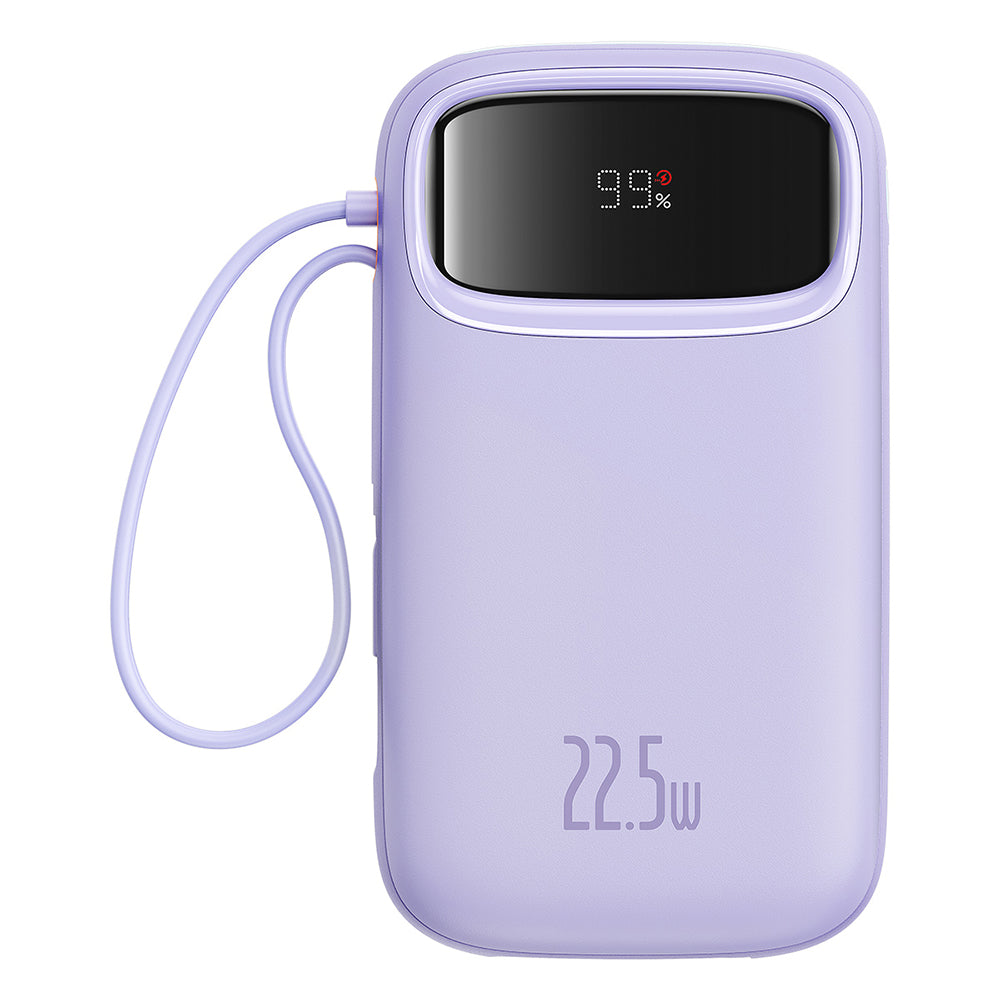 Baseus Qpow Pro+ External Battery, 10000mAh, 22.5W, QC + PD, 1 x Lightning - 1 x USB-A - 2 x USB-C, Purple P10055003513-00