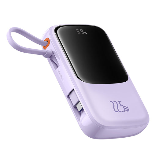 Baseus Qpow Pro+ External Battery, 10000mAh, 22.5W, QC + PD, 1 x USB-A - 2 x USB-C, Purple P10067101513-00