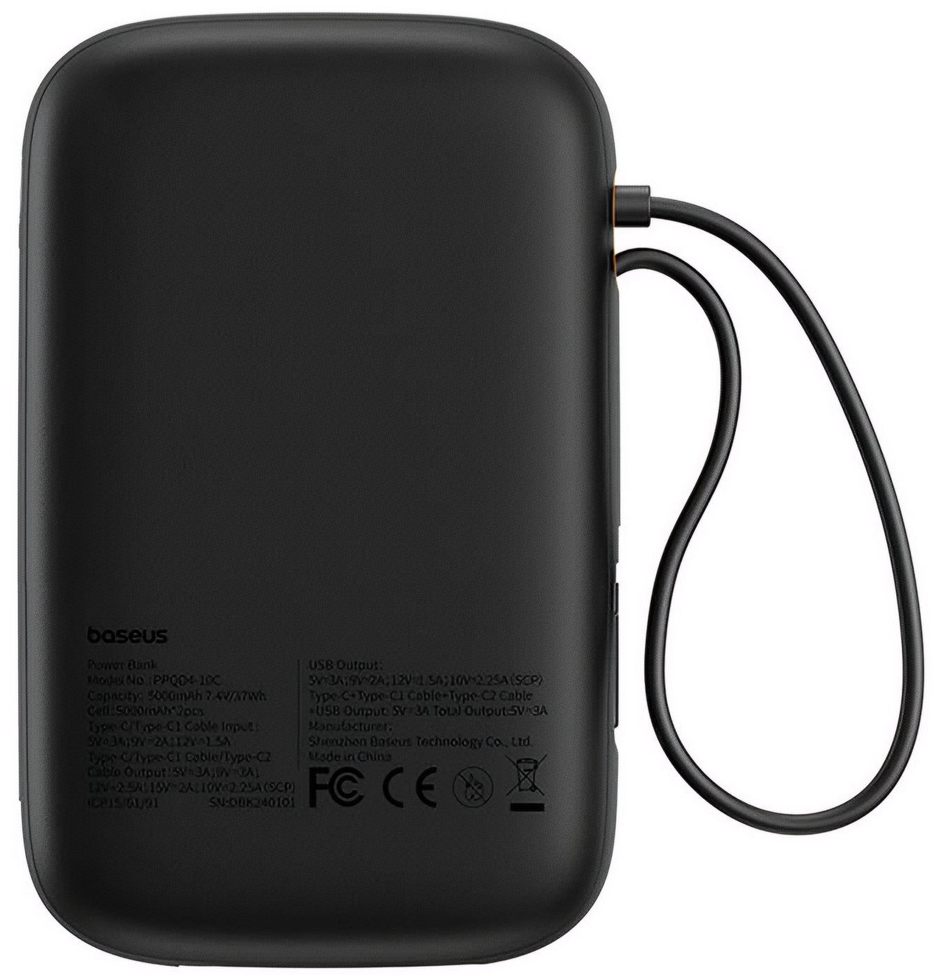 Baseus Qpow2 External Battery, 20000mAh, 30W, QC + PD, 1 x USB-A - 3 x USB-C, Black P10055009113-00