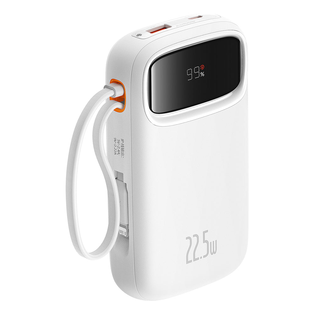 Baseus Qpow2 External Battery, 20000mAh, 22.5W, QC + PD, 1 x Lightning - 1 x USB-A - 2 x USB-C, White P10055002223-00