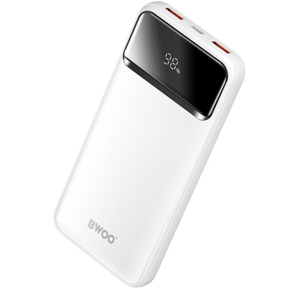 BWOO BO-P34 External Battery, 10000mAh, 22.5W, QC + PD, 1 x USB-C - 2 x USB-A, White