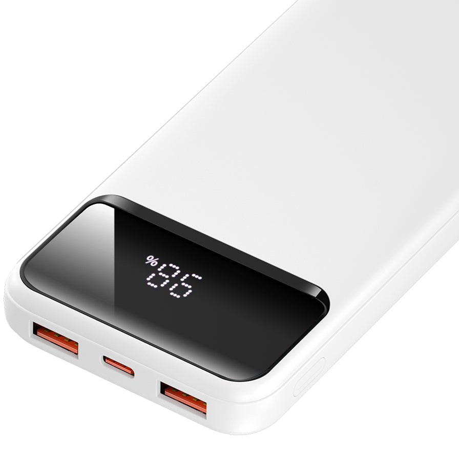 BWOO BO-P34 External Battery, 10000mAh, 22.5W, QC + PD, 1 x USB-C - 2 x USB-A, White