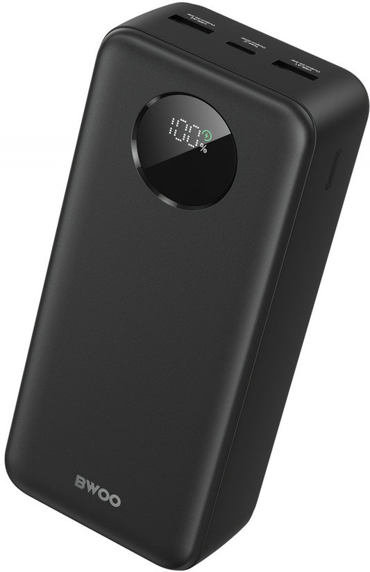 External Battery BWOO BO-P64, 30000mAh, 22.5W, QC + PD, 1 x USB-C - 2 x USB-A, Black