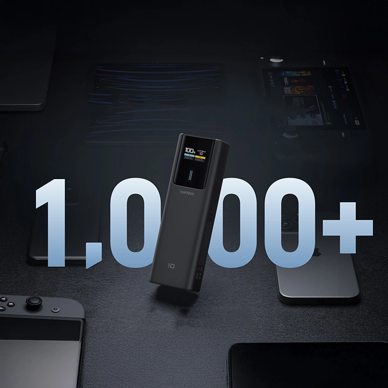 Cuktech External Battery, 10000mAh, 150W, QC + PD, 1 x USB-A - 1 x USB-C, Black CKPB100PGLBL