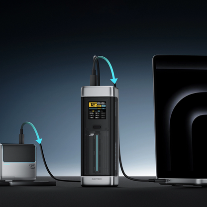 Cuktech External Battery, 25000mAh, 210W, QC + PD, 1 x USB-A - 2 x USB-C, Black CUK00P23GLBK