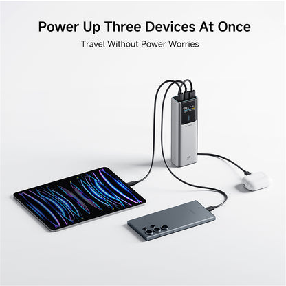 Cuktech PB150P External Battery, 15000mAh, 120W, QC + PD, 1 x USB-A - 2 x USB-C, Gray CKPB150POSGR