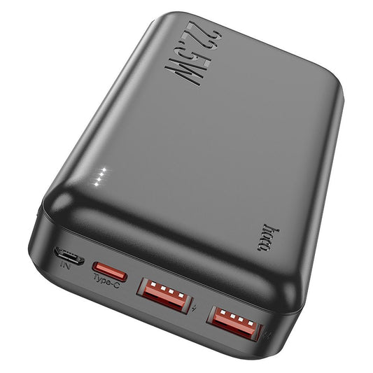 HOCO J101A External Battery, 20000mAh, 22.5W, QC + PD, 1 x USB-C - 2 x USB-A, Black