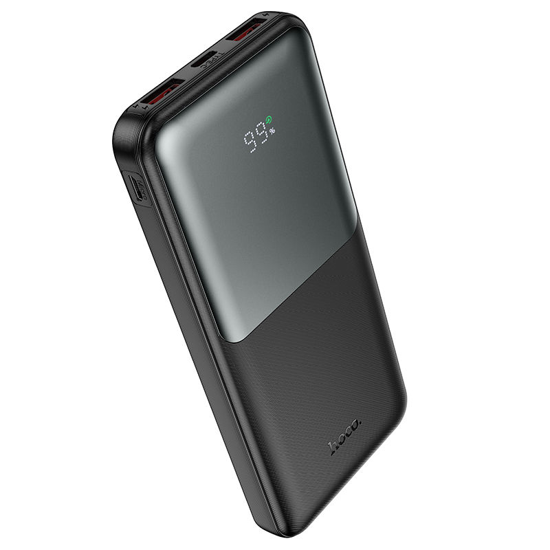 HOCO J136 Power Bank, 10000mAh, 22.5W, QC + PD, 1 x USB-C - 2 x USB-A, Black