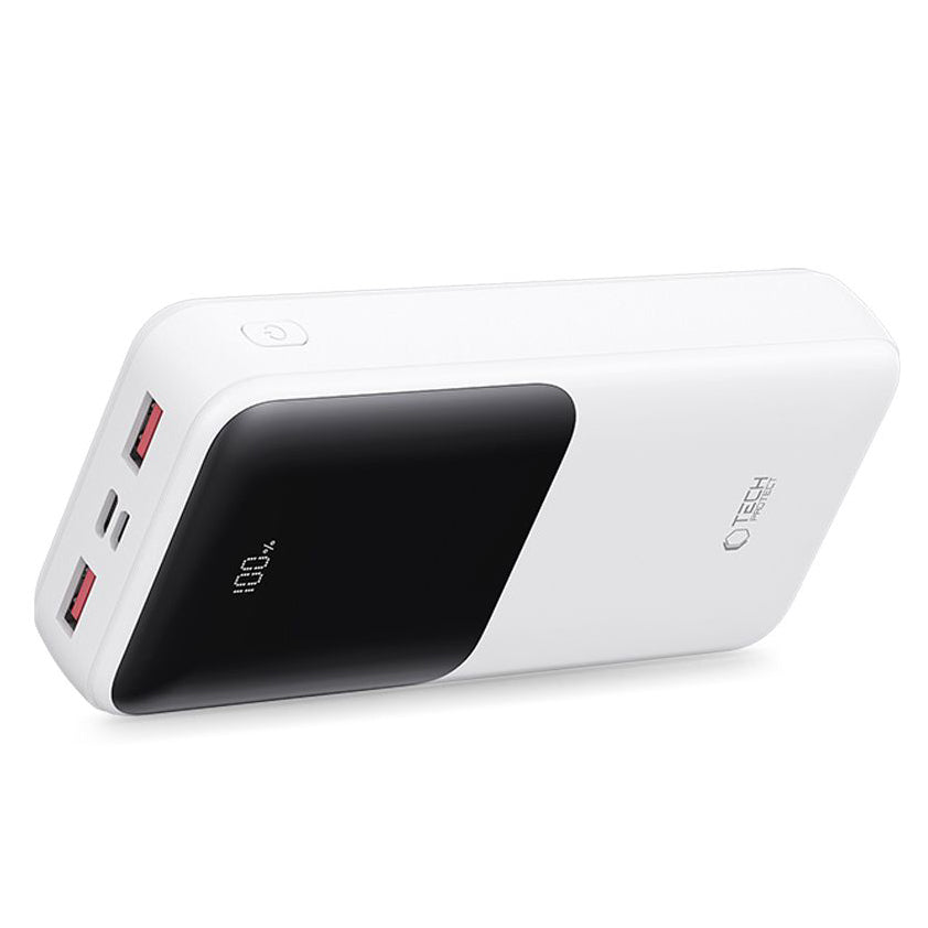 Tech-Protect PB02 External Battery, 20000mAh, 22.5W, QC + PD, 1 x USB-C - 2 x USB-A, White
