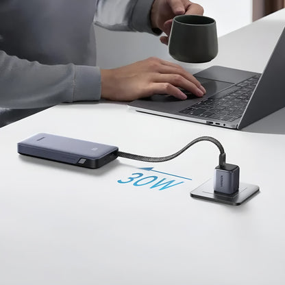 UGREEN PB528 External Battery (55985B), 20000mAh, 30W, QC + PD, 1 x USB-A - 3 x USB-C, Gray