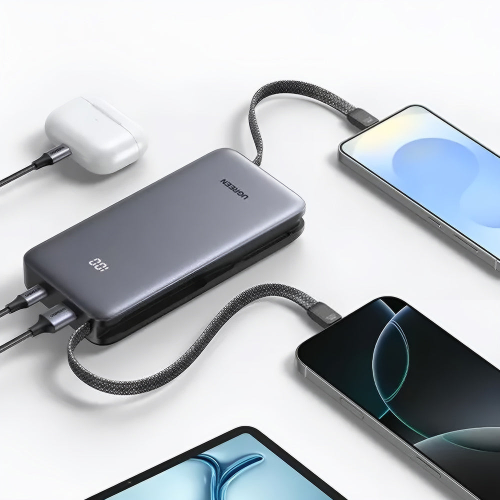 UGREEN PB528 External Battery (55985B), 20000mAh, 30W, QC + PD, 1 x USB-A - 3 x USB-C, Gray
