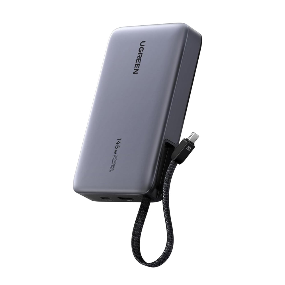 UGREEN PB551 External Battery (55992B), 20000mAh, 145W, QC + PD, 1 x USB-A - 2 x USB-C, Gray