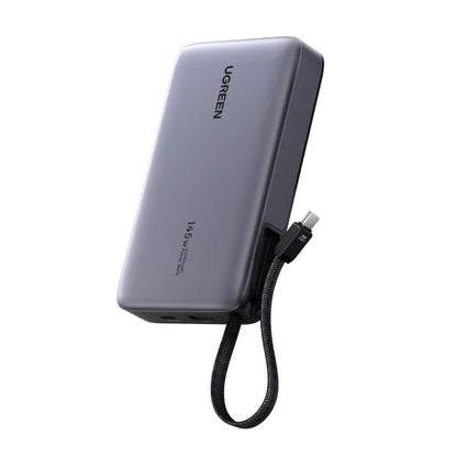 UGREEN PB551 External Battery (55992), 20000mAh, 145W, QC + PD, 1 x USB-A - 2 x USB-C, Gray
