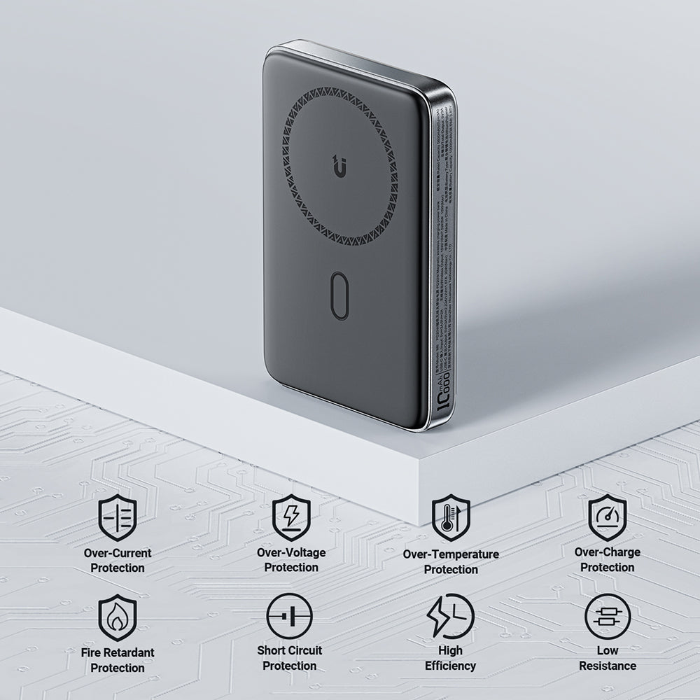 Acefast M6 Wireless External Battery, 10000mAh, 20W, PD + FQI, 1 x QI - 1 x USB-C, Black