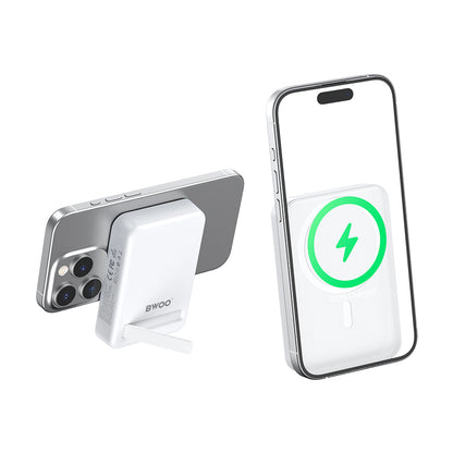 Wireless External Battery BWOO BO-P59, 10000mAh, 20W, PD + QI, 1 x QI - 1 x USB-C, White