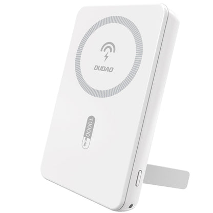 Dudao K14S+ Wireless External Battery, 10000mAh, 22.5W, QC + PD + FQI, 1 x QI - 1 x USB-A - 1 x USB-C, White