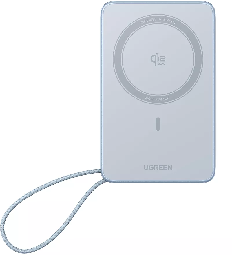 UGREEN MagFlow PB773 Wireless External Battery (65958), 10000mAh, 25W, PD + FQI, 1 x QI - 2 x USB-C, Blue