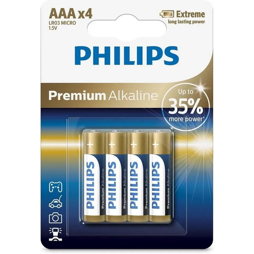 Philips Premium Battery, AAA / LR3, Set of 4 pieces Phil-LR03M4B/10