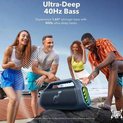 Anker SoundCore Boom 2 Plus Portable Bluetooth Speaker, 140W, TWS, RGB, Waterproof, Blue A3134031