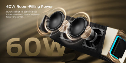 Bugani Brief TT Portable Bluetooth Speaker, 60W, RGB, Waterproof, Black Gold