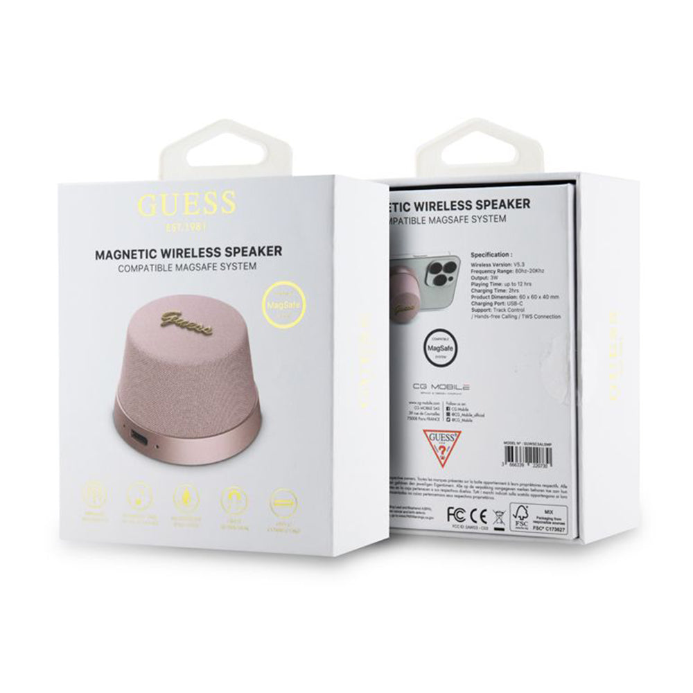 Portable Bluetooth Speaker Guess Magnetic Stand Script Metal, 3W, Pink
