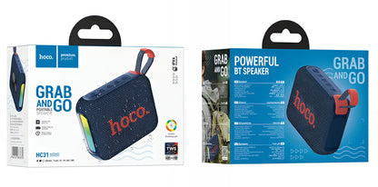 HOCO HC31 Portable Bluetooth Speaker, 10W, TWS, RGB, Waterproof, Navy Blue