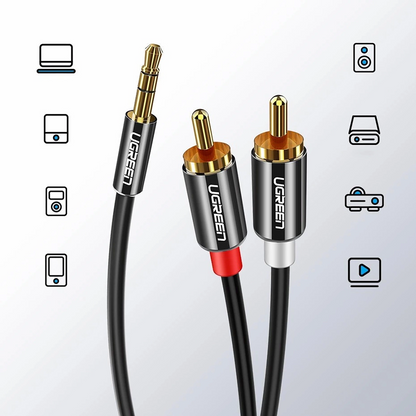 3.5mm Audio Cable - 2 x RCA UGREEN AV116, 1m, Black