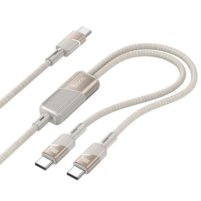 USB-C Data and Charging Cable - 2 x USB-C HOCO U139 2in1, 100W, 1.2m, Gold