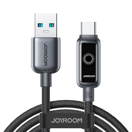 USB-A to USB-C Data and Charging Cable Joyroom S-A55 StarFlight Display, 66W, 1.2m, Black